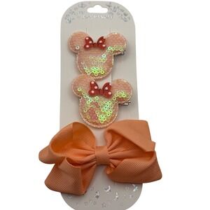 Chloe Accessory Peach Minnie Mouse Sequin Hair Clips and Bow Set